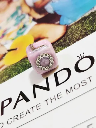 Charm en plata de ley Cubo Amor Cristal de Murano