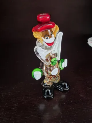 Pagliaccio Vetro Artistico Vintage Anni '70 H. 22