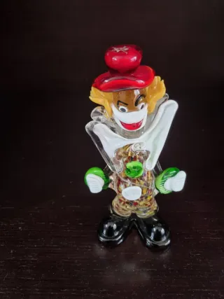 Pagliaccio Vetro Artistico Vintage Anni '70 H. 22