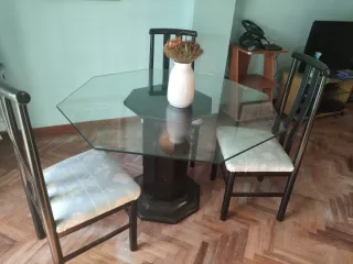 Mesa comedor cristal y 4 sillas