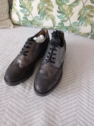 Zapatos Callaghan Blucher Negro/Plata