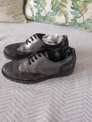 Zapatos Callaghan Blucher Negro/Plata