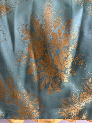 Traje de Fallera Talla S Verde agua y Dorado.
