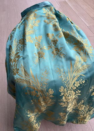 Traje de Fallera Talla S Verde agua y Dorado.