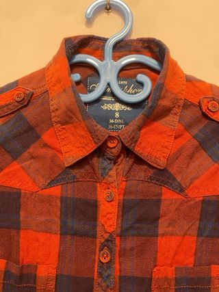 Vestido camisero cuadros rojo y azul Talla S