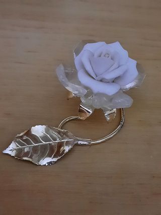 Fiore Rosa in Bisquit con Cristalli