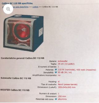 Subwoofer Caliber Rally BC 110NB