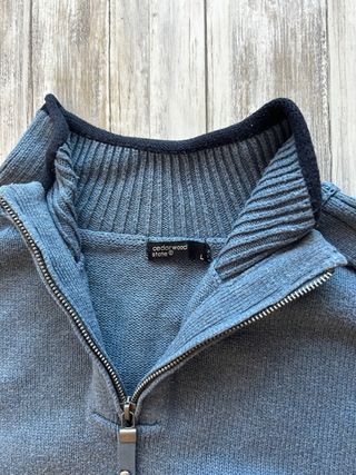 Jersey Hombre Talla L Azul Media Cremallera