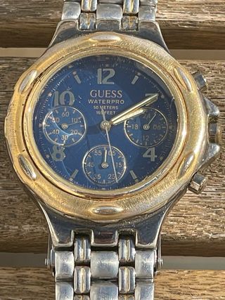 Reloj Guess Waterpro Cronógrafo Azul Dorado