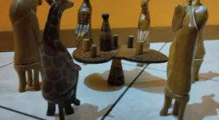 Set Vintage Africa Scultura Legno