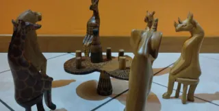 Set Vintage Africa Scultura Legno