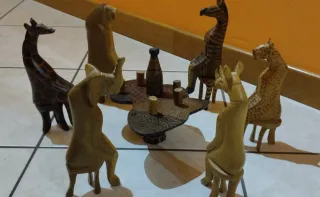 Set Vintage Africa Scultura Legno