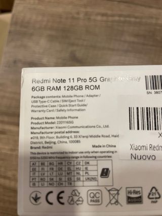 Xiaomi Redmi Note 11 Pro 5G Negro