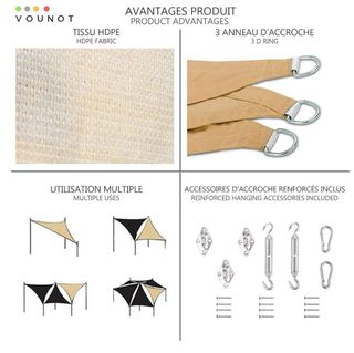 Toldo Vela Sombra Triangular Beige 5m