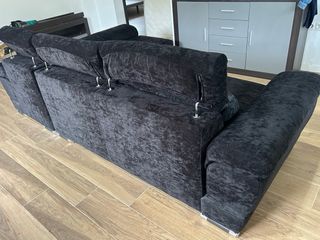 Sofá Chaise Longue Negro Terciopelo