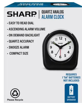 Reloj despertador Sharp negro y plateado