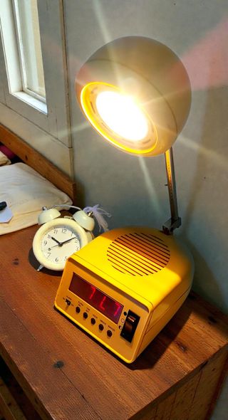 Lampada Space Age con Sveglia Vintage