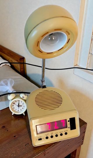 Lampada Space Age con Sveglia Vintage