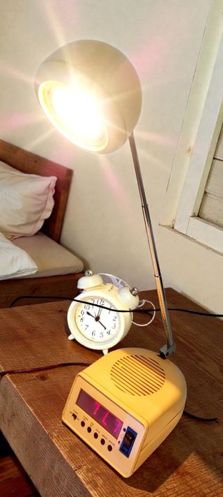 Lampada Space Age con Sveglia Vintage