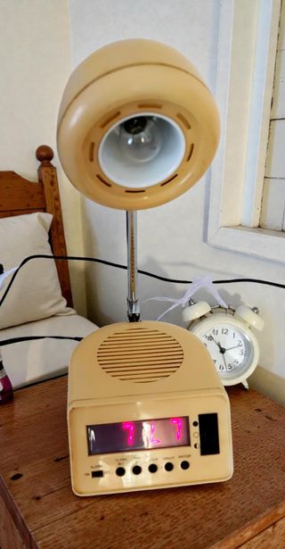 Lampada Space Age con Sveglia Vintage