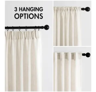 Juego 2 Cortinas Lino Translúcidas Beige