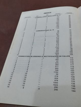 Libro de combinaciones de quinielas reducidas