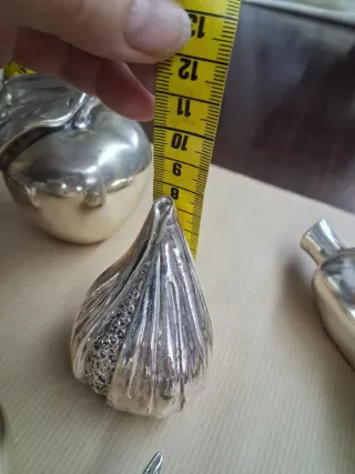 Lotto 9 pezzi frutta laminato argento