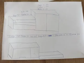 Mueble modular salón madera y cristal