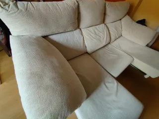 Sofá de 3 plazas en tela blanco roto
