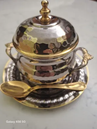 Zuccheriera Vintage Metallo Oro Argento