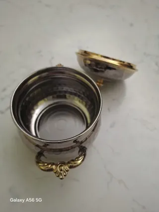 Zuccheriera Vintage Metallo Oro Argento