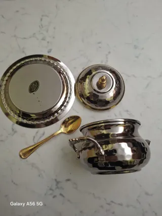 Zuccheriera Vintage Metallo Oro Argento