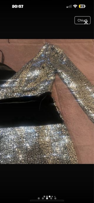 Abito monospalla paillettes nero/argento