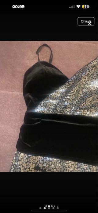 Abito monospalla paillettes nero/argento