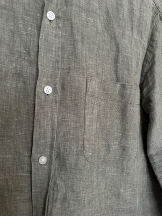 Camisa Lino Verde Massimo Dutti Talla S