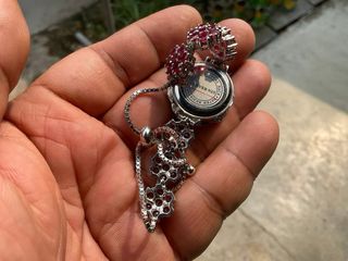 Reloj Plata 925 con Piedras Rojas