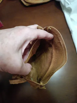 Bolso piel niña beige/marrón flecos