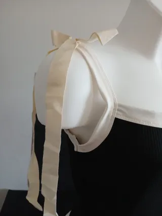 Top tirantes lazo negro y beige