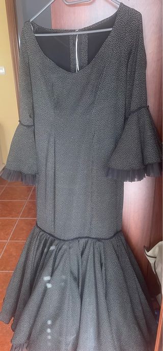 Traje Flamenca Talla 40 Negro/Blanco