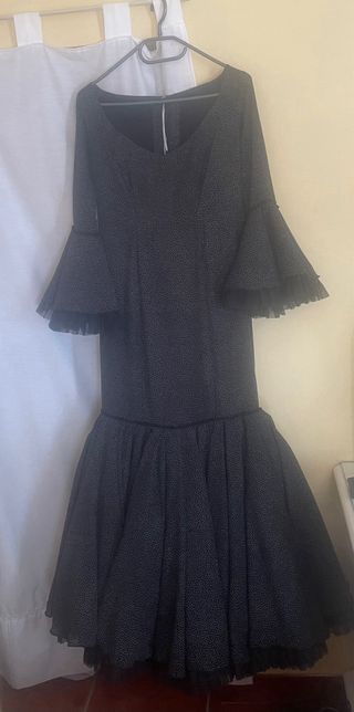 Traje Flamenca Talla 40 Negro/Blanco