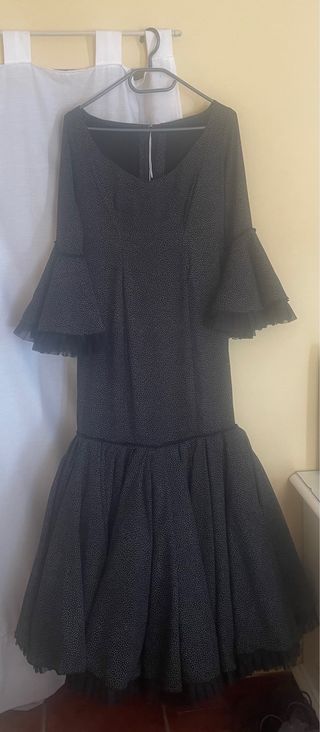 Traje Flamenca Talla 40 Negro/Blanco