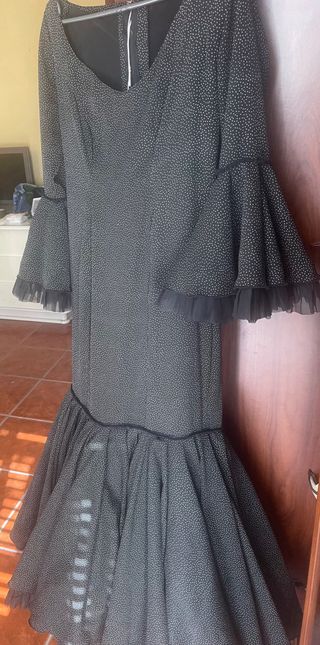 Traje Flamenca Talla 40 Negro/Blanco