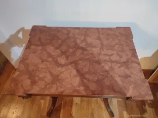Mesa antigua madera y mármol