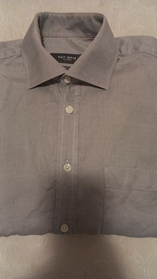 Camisa Easy Wear Caballero Manga Larga Gris