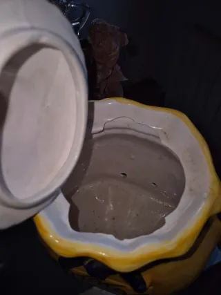 Lámpara de mesa porcelana y madera