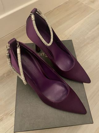 Scarpe tacco Next viola con cavigliera gioiello