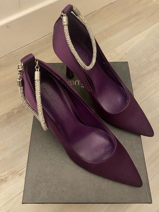 Scarpe tacco Next viola con cavigliera gioiello