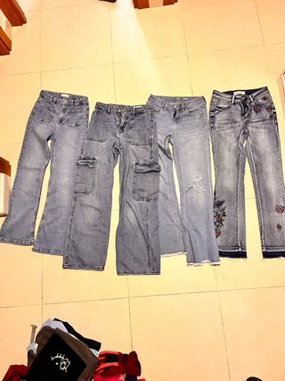 Lote 4 Pantalones Vaqueros Niña Talla 12