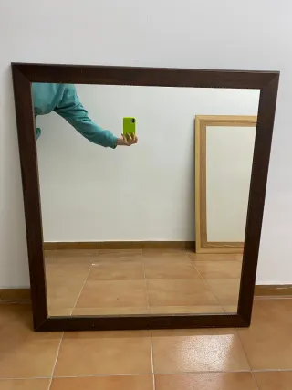 Espejo Marco Madera Marrón 80x90cm