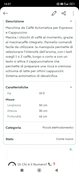 Macchina Caffè De Longhi Automatica